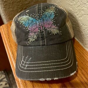 NWT Alabama Girl Shimmer Butterfly Women's Cap Baseball Hat Glitter rhinestones